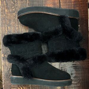 Women's Black Fur-Trimmed Boots
